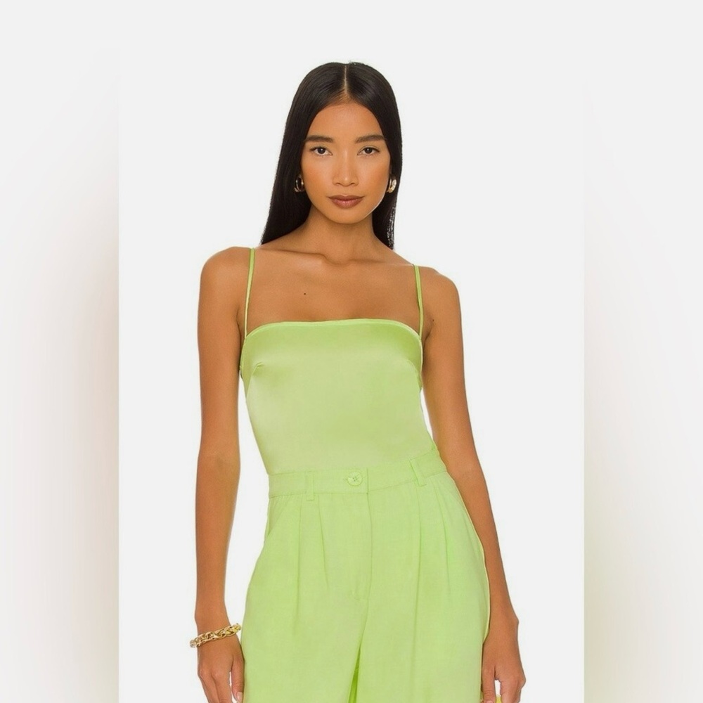 NWT WeWoreWhat (M) Strappy Satin Chiffon Bodysuit Green - Picture 4 of 8